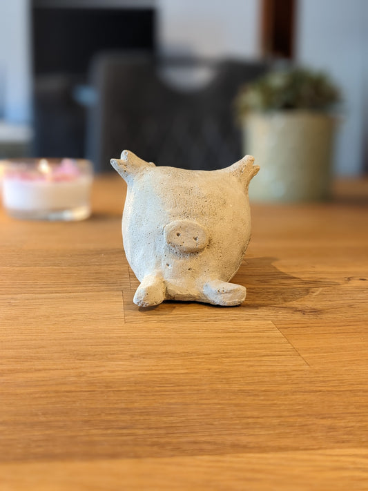 Deko Entspannungs-Schwein - handgefertigter Steinguss, Betonfigur, Design, Home, Accessoire
