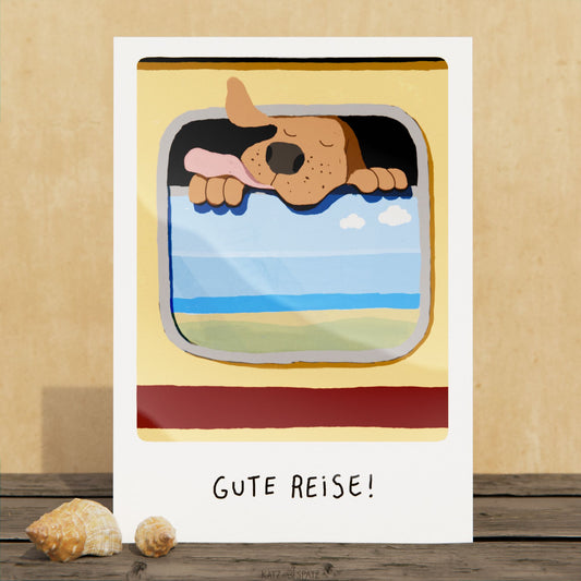 Grußkarte - Hund auf Reisen - Postkarte, Geburtstagskarte, Kinder - A6