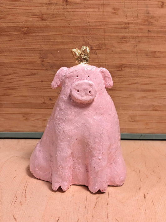 Deko-Schweineprinzessin in rosa - handgefertigter Steinguss, Betonfigur, Design, Home, Accessoire